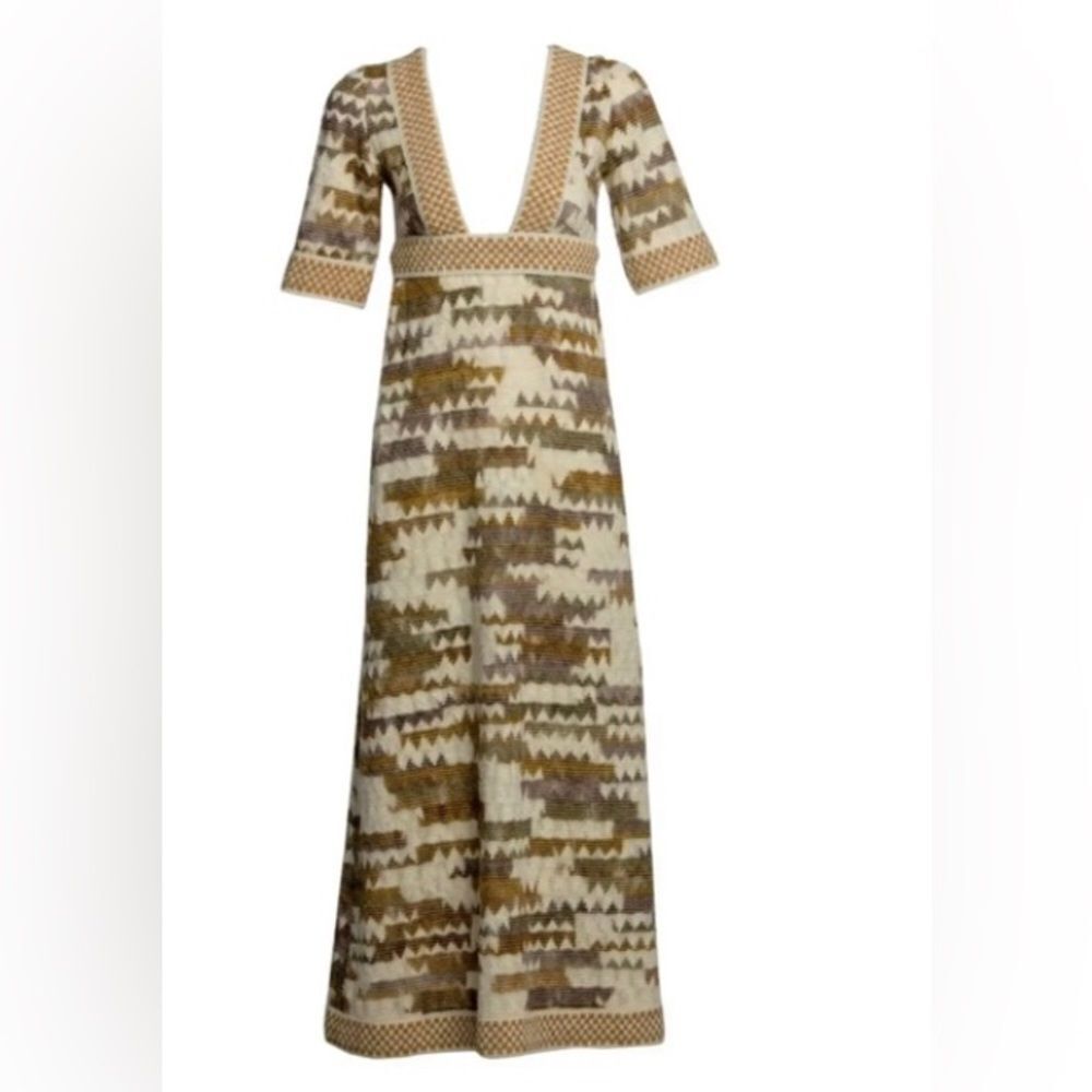 Rare Jean Varon vintage 1970’s ombre geometric wool knit boho maxi dress S